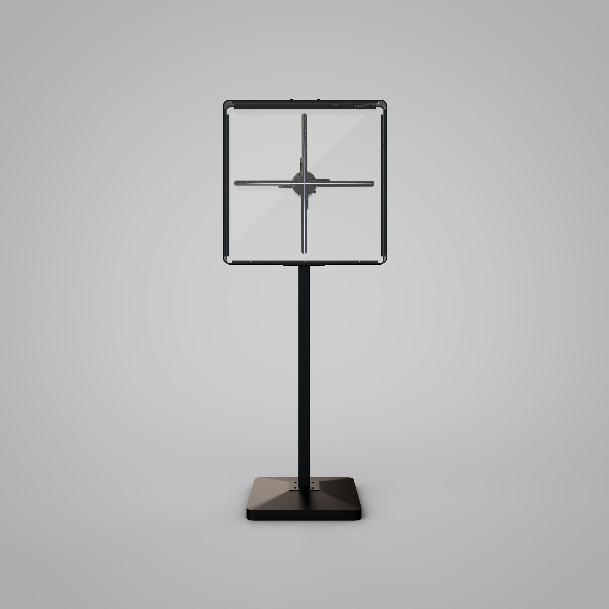Square Acrylic Case on Flat Base Stand with L4 25.5" Holographic Fan